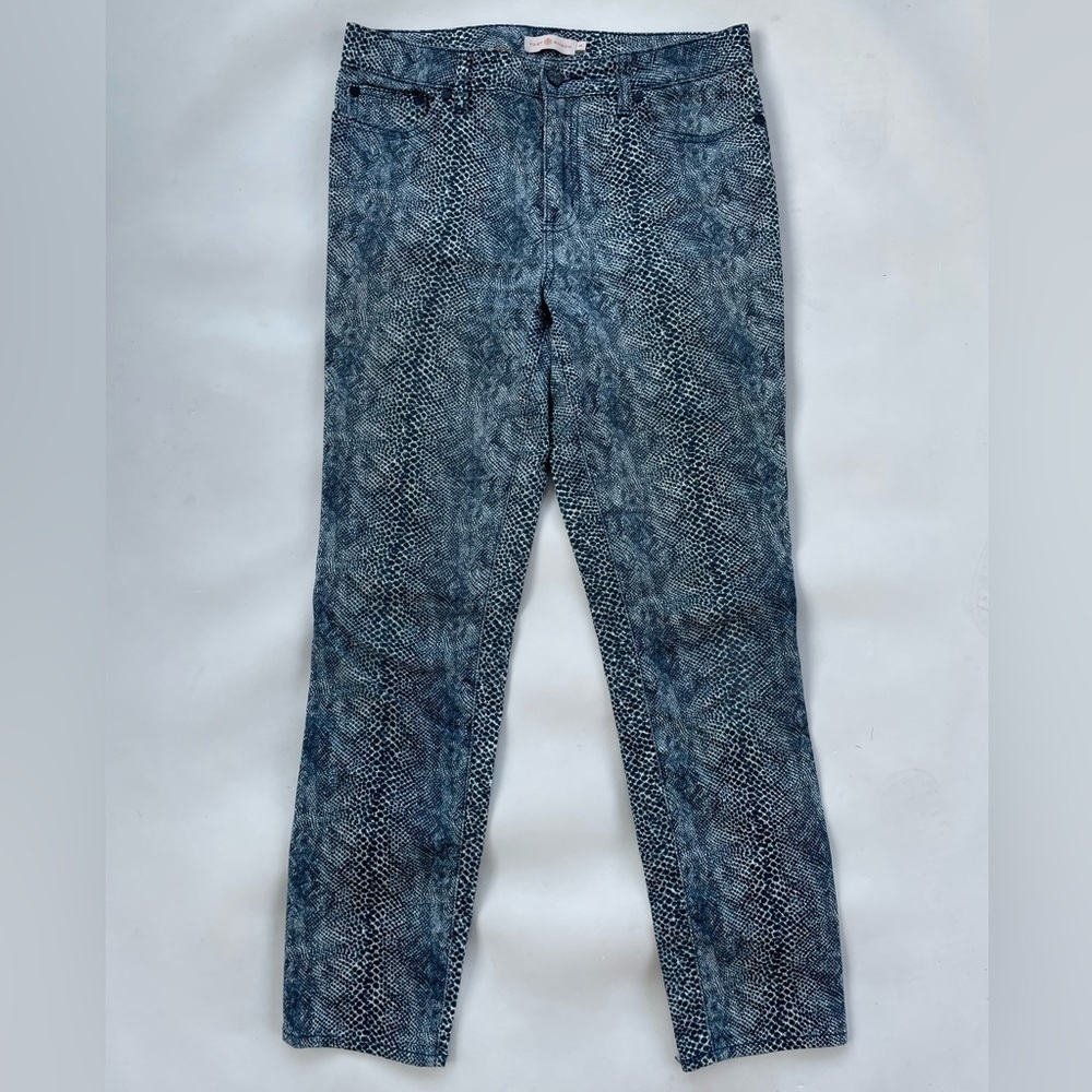 Tory Burch Blue Black High-Rise Straight Leg Snake Skin Jeans Size 29